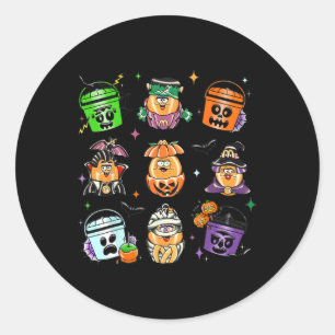Sticker Rond Poulet Nuggets Citrouille Halloween 90s Vintage 2