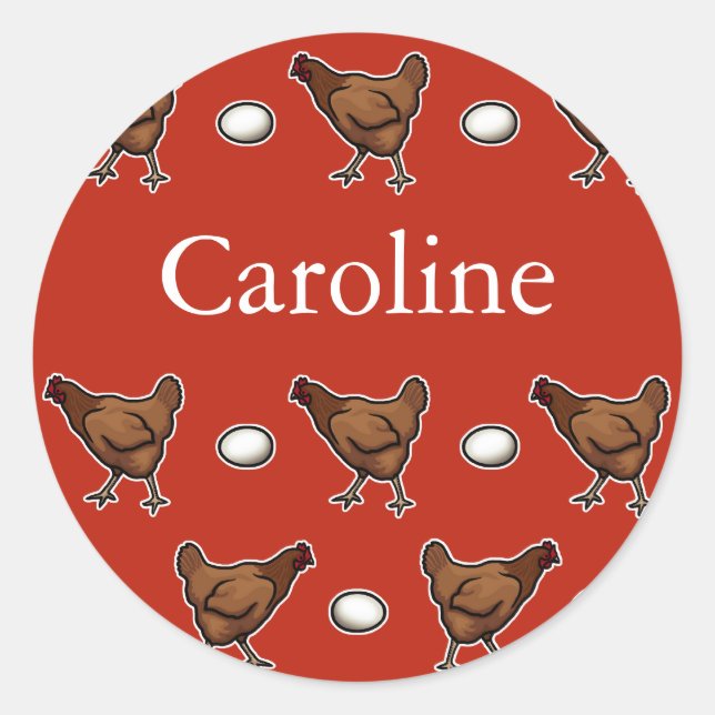 Sticker Rond Poulet ou Oeuf, Ajoutez votre nom (Devant)