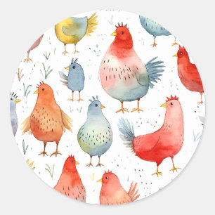 Sticker Rond Poulets d'élevage