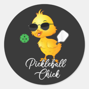 Sticker Rond Poulette de Pickleball Drôle de Pickleball