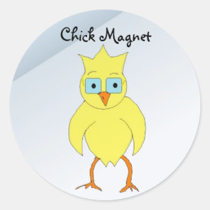 Sticker Rond Poulette Drôle Avec Des Lunettes