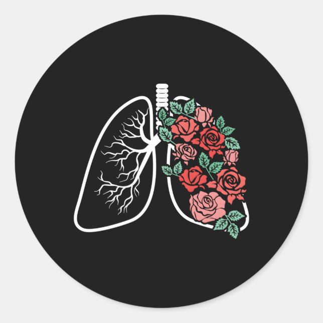 Sticker Rond Poumons floraux Fleurs anatomiques Pulmonologie Ét (Devant)