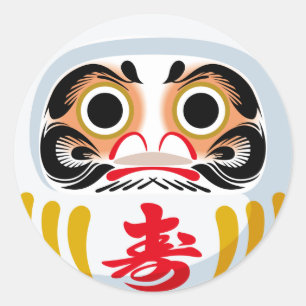 Sticker Rond Poupée Daruma (charme traditionnel japonais de bon