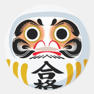 Sticker Rond Poupée Daruma (charme traditionnel japonais de cha