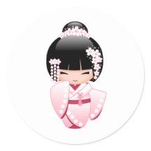 Poupée Kokeshi Kimono Rose Kawaii