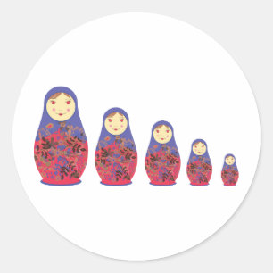 Sticker Rond Poupée Matryoshka ~ Nichka russe / Babushka