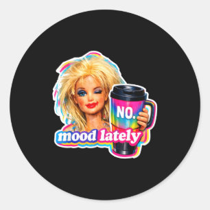 Sticker Rond poupée visage rétro mème poupées plastique dégoûta