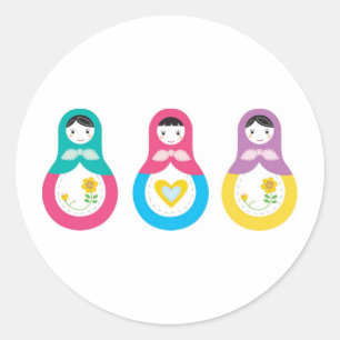 Sticker Rond Poupées de Russe de Matryoshka