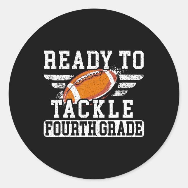 Sticker Rond Pour Attaquer Le Football De 4E Année À L'École (Devant)