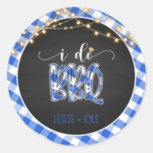 Sticker rond pour barbecue - En vichy bleu - Perso