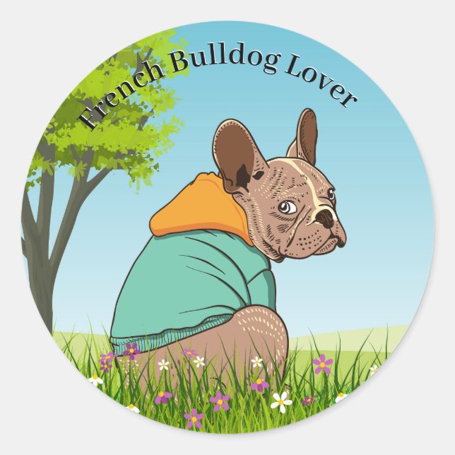 Sticker rond pour Bulldog français mignon (Devant)