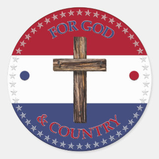 Sticker Rond Pour Dieu et le pays avec Croix