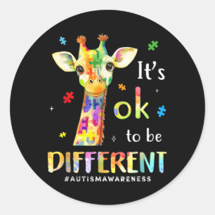 Sticker Rond Pour être une girafe mignonne différente Autisme