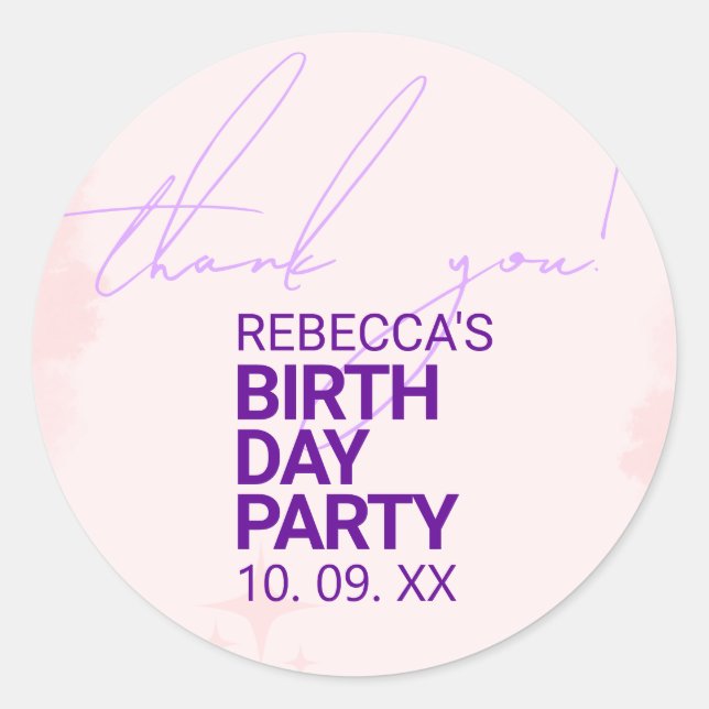 Sticker rond pour Filles fête d'anniversaire | Béb (Devant)