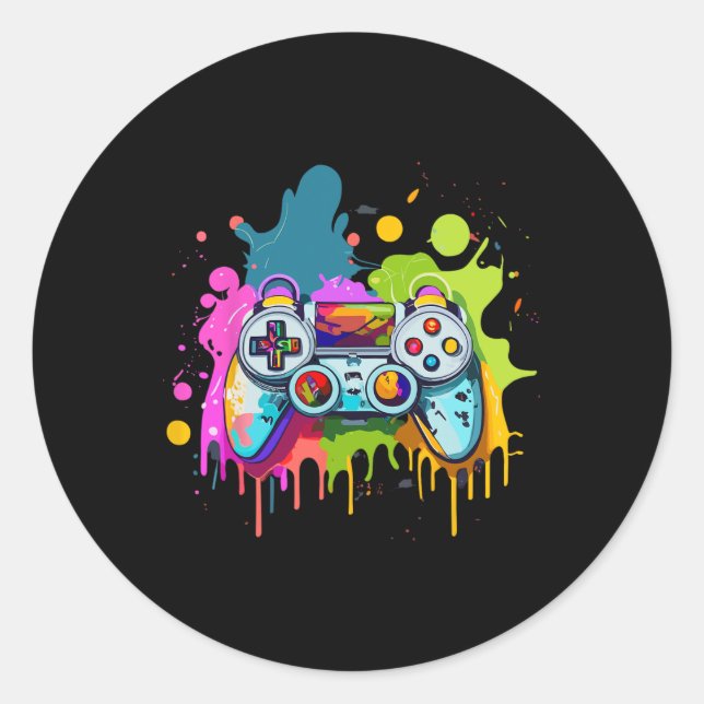 Sticker Rond Pour Gamers Paint Contrôleur Jeu Appareils Vidéo G (Devant)
