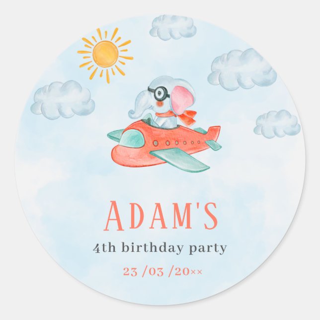 Sticker rond pour la fête d'anniversaire du pilote (Devant)