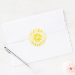 Sticker rond pour le thème du soleil 1er anniversa
