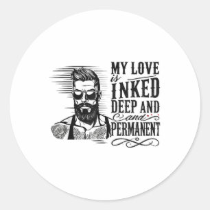 Sticker Rond Pour l'homme tatoué à l'encre de la Saint-Valentin