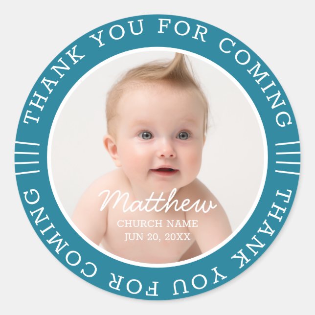 Sticker Rond Pour Lui Saint Merci Baptême Pour Venir Photo (Devant)