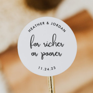Sticker Rond Pour Plus Riche Ou Plus Pauvre Mariage Loterie Fav