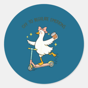 Sticker Rond Pour réguler les émotions, l'oie drôle santé menta