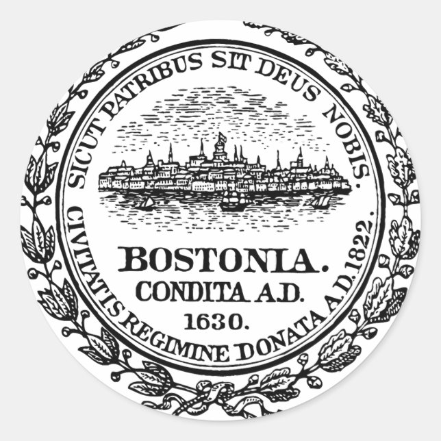 Sticker rond pour sceau de la ville de Boston Mass (Devant)