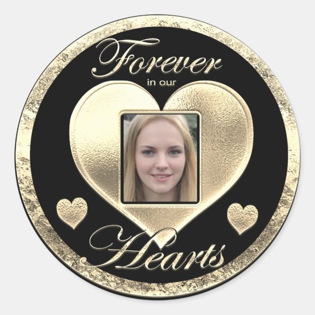 Sticker Rond Pour toujours dans notre Mémorial des Coeurs (Devant)