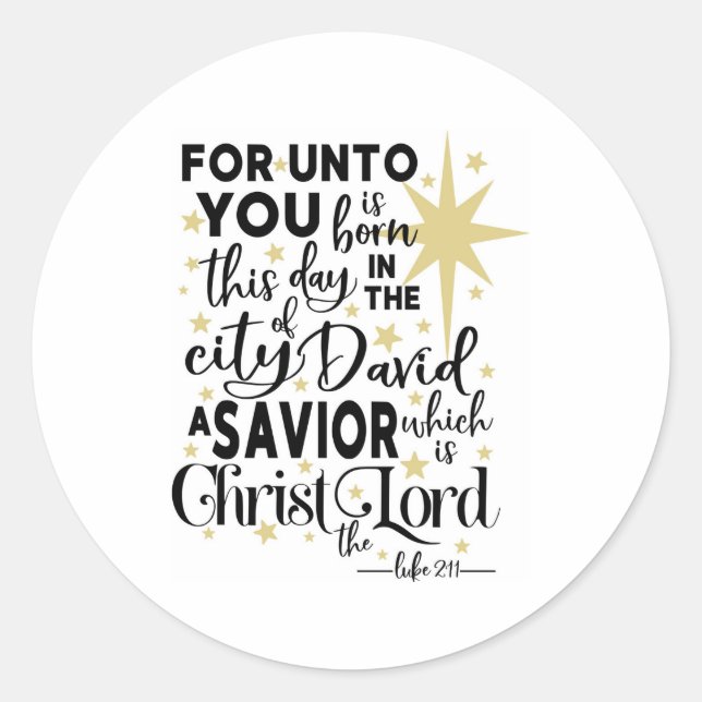 Sticker Rond Pour vous est né ce jour Noël (Devant)