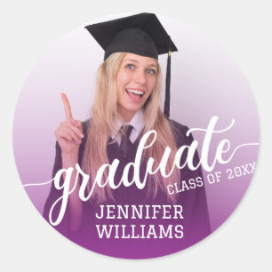 Sticker Rond Pourpre Diplômé personnalisé