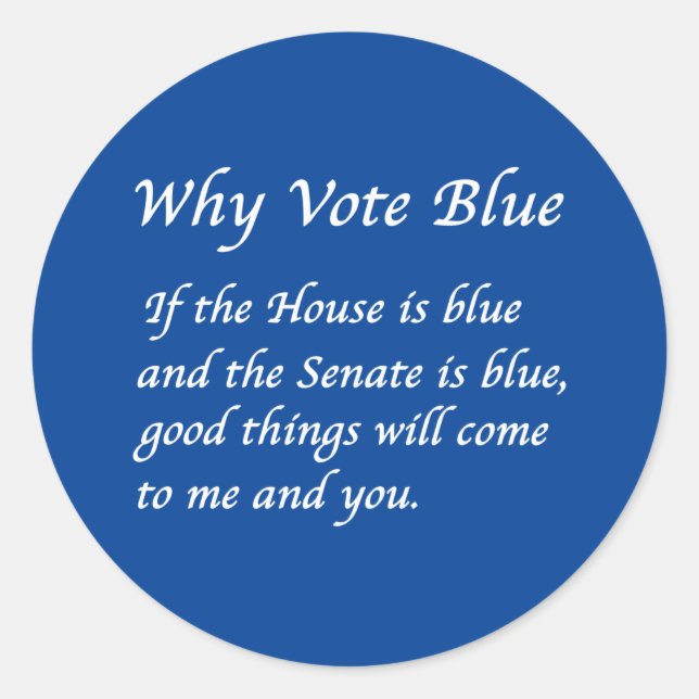Sticker Rond Pourquoi voter bleu en 2026 (Devant)