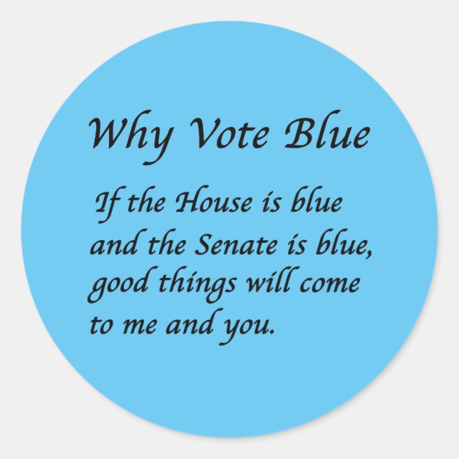 Sticker Rond Pourquoi voter bleu en 2026 (Devant)