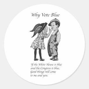 Sticker Rond Pourquoi voter Totally Blue en 2024