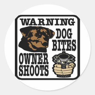 Sticker Rond Pousses de propriétaire de morsures de chien