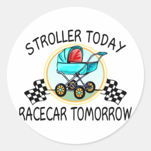 Sticker Rond Poussette aujourd'hui, Racecar demain