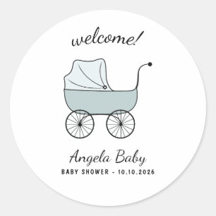 Sticker Rond Poussette de bébé Bienvenue Baby-sitter Garderie