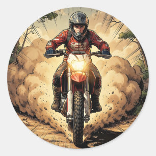 Sticker Rond Poussière et détermination Motocross à plein régim