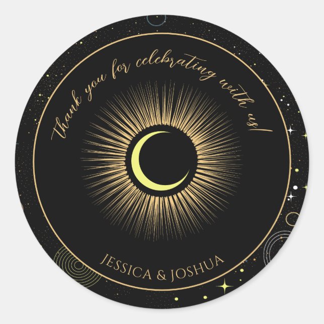 Sticker Rond Poussière étoile mystique noire céleste (Devant)