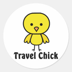 Sticker Rond Poussin de voyage