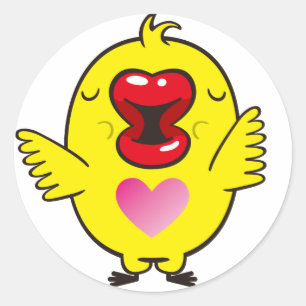 Sticker Rond poussin embrassant