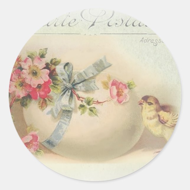 Sticker Rond poussin et oeuf victoriens de Pâques (Devant)