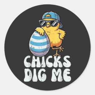 Sticker Rond Poussins de Pâques Me Trouvent Mignon Oeuf