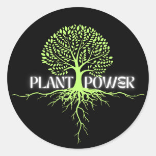 Sticker Rond Pouvoir plante. Végan