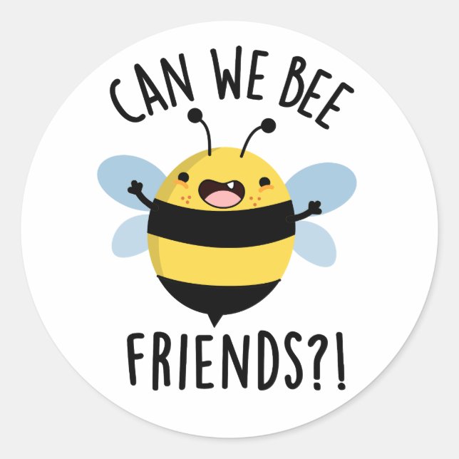 Sticker Rond Pouvons-nous être amis amusant jeu de mots (Devant)