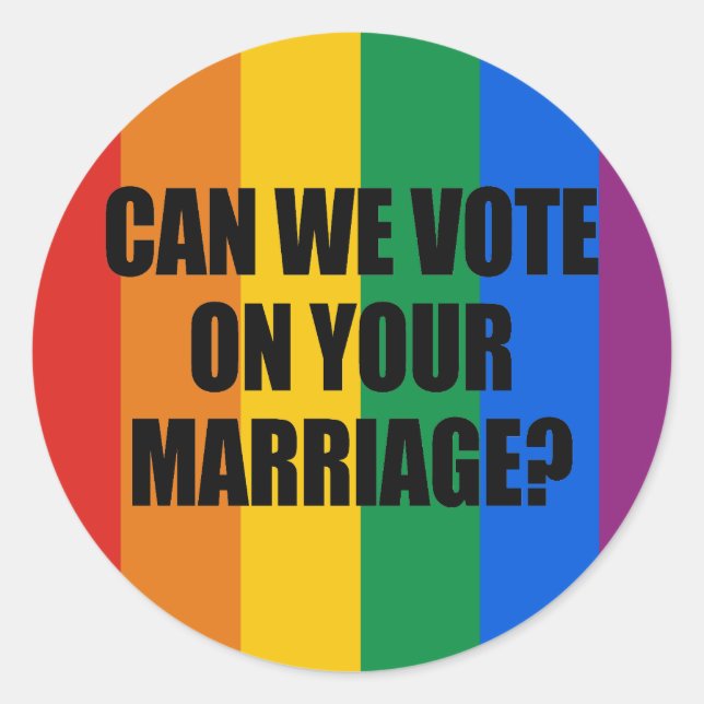 STICKER ROND POUVONS-NOUS VOTER SUR VOTRE MARIAGE ? (Devant)