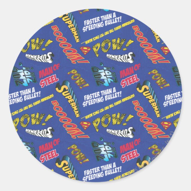 Sticker Rond Pow bleu et rouge ! (Devant)