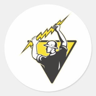 Sticker Rond Power Lineman Electrician