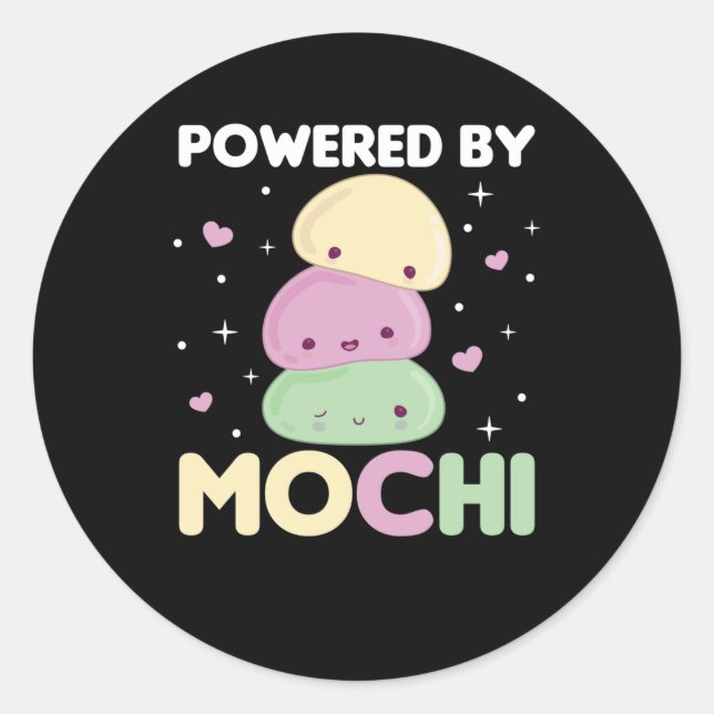 Sticker Rond Powered By Mochi - Kawaii Mochi Ice Cream (Devant)