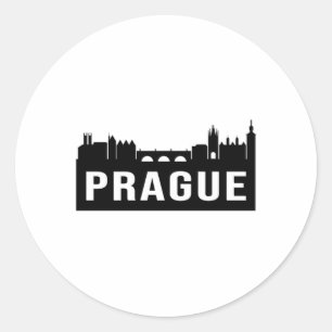 Sticker Rond Prague City Cityscape Skyline Voyager Drôle cadeau