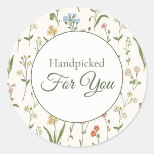 Sticker Rond Prairie de Fleurs Sauvages "Cueillies avec amour"