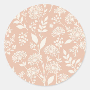Sticker Rond Prairie de Pissenlits Neutre - Abricot Chaud